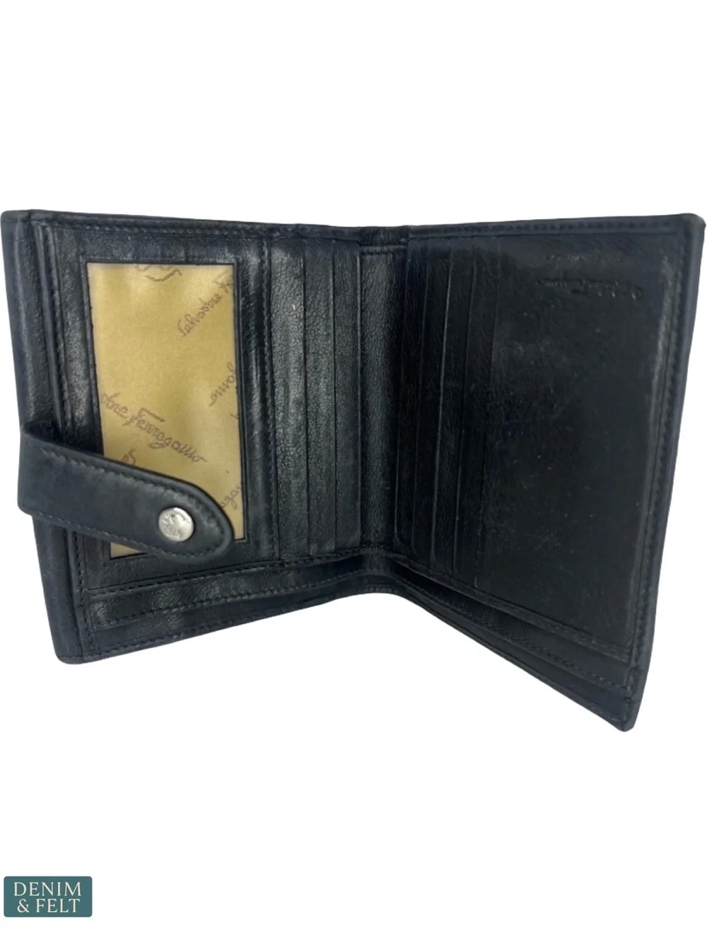 Salvatore Ferragamo Gancini Black Canvas Leather Wallet Compact Bifold‎ Designer